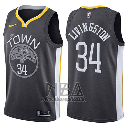 Camiseta Golden State Warriors Shaun Livingston NO 34 The Town Statement 2017-18 Negro